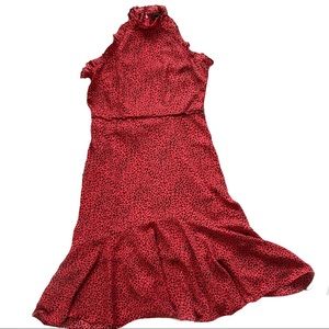 Halter Frilled Leopard Red Mini Dress